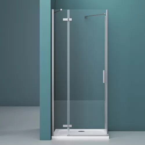 Душевой уголок BelBagno KRAFT-AH-12/-C-Cr-L/R, Цвет стекла: прозрачное, Цвет профиля: Хром, Выбрать размер: 80x90, Ориентация: левая, изображение 2