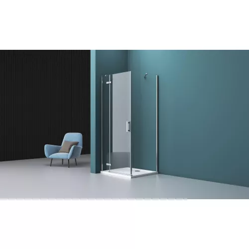 Душевой уголок BelBagno KRAFT-A-12/-C-Cr-L/R, Цвет стекла: прозрачное, Цвет профиля: Хром, Выбрать размер: 80x80, Ориентация: левая, изображение 4