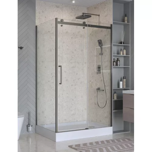 Душевой уголок BelBagno MARINO-2-AH-1/-C-GM, Цвет стекла: прозрачное, Цвет профиля: Серый, Цвет профиля (вариация): Оружейная сталь, Выбрать размер: 110x100, изображение 3