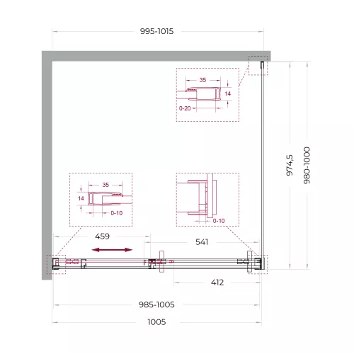Душевой уголок BelBagno SOFT_CLOSE-1-A/AH-1/-C-Cr, Цвет стекла: прозрачное, Цвет профиля: Хром, Цвет профиля (вариация): Хром, Выбрать размер: 100x100, изображение 11