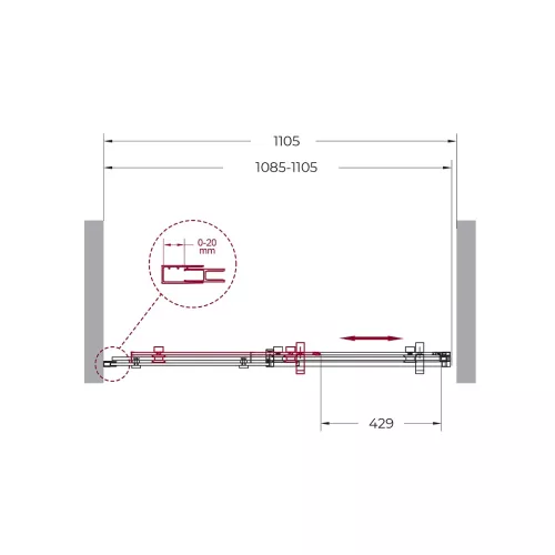 Душевая дверь BelBagno MARINO-BF-1/-C-Cr, Цвет стекла: прозрачное, Цвет профиля: Хром, Выбрать размер: 110, изображение 3