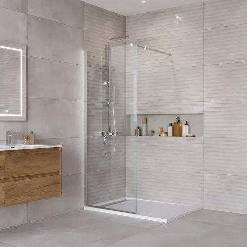 Душевая перегородка BelBagno KRAFT-L-1/-C-Cr, Цвет стекла: прозрачное, Цвет профиля: Хром, Выбрать размер: 70