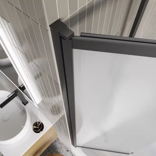 Душевая шторка на ванну BelBagno LUCE-VF-11-90/145-P-NERO рифленое, Цвет стекла: рифленое, Цвет профиля: Черный, Выбрать размер: 90, изображение 3