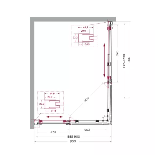 Душевой уголок BelBagno MARINO-2-AH-2-120/90-C-GM, Цвет стекла: прозрачное, Цвет профиля: Серый, Цвет профиля (вариация): Оружейная сталь, Выбрать размер: 120x90, изображение 11