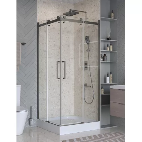 Душевой уголок BelBagno MARINO-2-A-2-90-C-GM, Цвет стекла: прозрачное, Цвет профиля: Серый, Цвет профиля (вариация): Оружейная сталь, Выбрать размер: 90x90, изображение 4