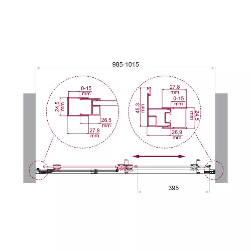 Душевая дверь BelBagno LUCE-BF-1/-C-Cr, Цвет стекла: прозрачное, Цвет профиля: Хром, Выбрать размер: 100, изображение 6