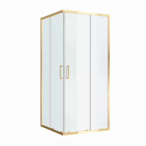 Душевой уголок BelBagno LUCE-A-2-90-P-ORO рифленое, Цвет стекла: рифленое, Цвет профиля: Золото, Выбрать размер: 90х90, изображение 3