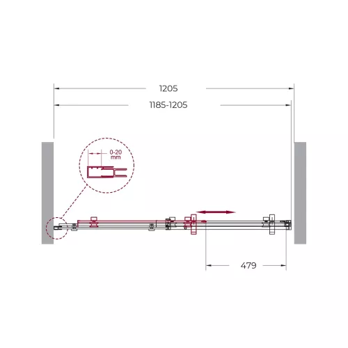 Душевая дверь BelBagno MARINO-BF-1-120-C-NERO, Цвет стекла: прозрачное, Цвет профиля: Черный, Выбрать размер: 120, изображение 3