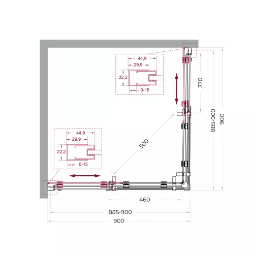 Душевой уголок BelBagno MARINO-2-A-2-90-C-CR, Цвет стекла: прозрачное, Цвет профиля: Хром, Цвет профиля (вариация): Хром, Выбрать размер: 90x90, изображение 11