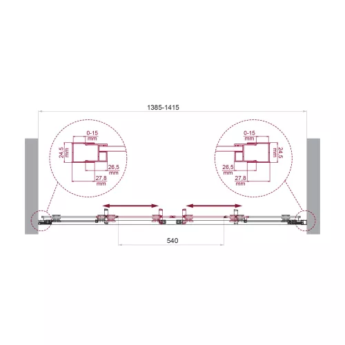Душевая дверь BelBagno LUCE-BF-2/-C-Cr, Цвет стекла: прозрачное, Цвет профиля: Хром, Выбрать размер: 140, изображение 6