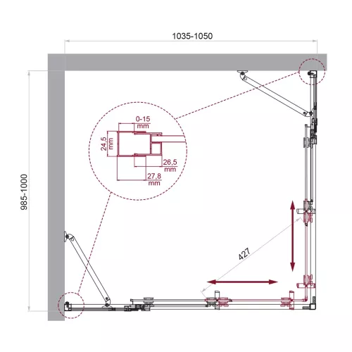 Душевой уголок BelBagno LUCE-AH-22/-C-Cr, Цвет стекла: прозрачное, Цвет профиля: Хром, Выбрать размер: 105x100, изображение 9