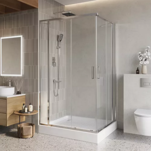 Душевой уголок BelBagno LUCE-AH-22/-C-Cr, Цвет стекла: прозрачное, Цвет профиля: Хром, Выбрать размер: 105x100