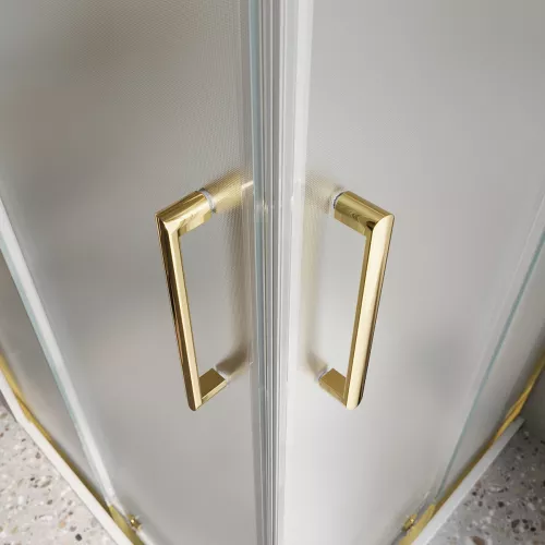 Душевой уголок BelBagno LUCE-A-2-90-P-ORO рифленое, Цвет стекла: рифленое, Цвет профиля: Золото, Выбрать размер: 90х90, изображение 4