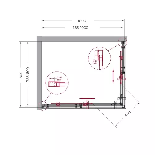 Душевой уголок BelBagno MARINO-AH-1/2-C-CR, Цвет стекла: прозрачное, Цвет профиля: Хром, Выбрать размер: 100x80, изображение 3