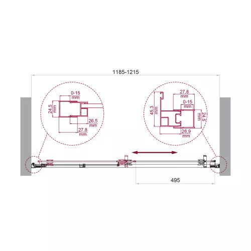 Душевая дверь BelBagno LUCE-BF-1-120-C-ORO, Цвет стекла: прозрачное, Цвет профиля: Золото, Выбрать размер: 120, изображение 6