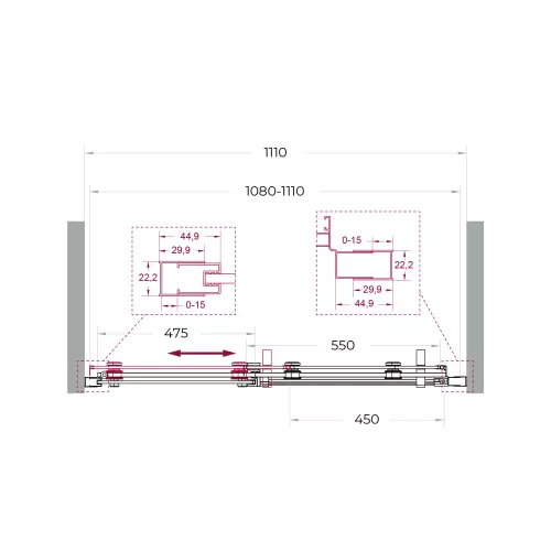 Душевая дверь BelBagno MARINO-2-BF-1/-C-GM, Цвет стекла: прозрачное, Цвет профиля: Серый, Цвет профиля (вариация): Оружейная сталь, Выбрать размер: 110, изображение 9