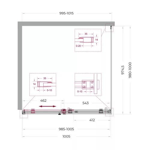 Душевой уголок BelBagno SOFT_CLOSE-2-A/AH-1/-C-GM, Цвет стекла: прозрачное, Цвет профиля: Серый, Цвет профиля (вариация): Оружейная сталь, Выбрать размер: 100x100, изображение 12