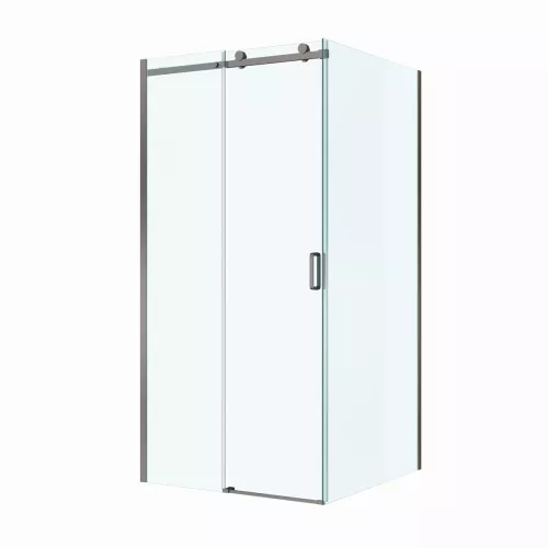 Душевой уголок BelBagno SOFT_CLOSE-2-A/AH-1/-C-GM, Цвет стекла: прозрачное, Цвет профиля: Серый, Цвет профиля (вариация): Оружейная сталь, Выбрать размер: 100x100, изображение 5
