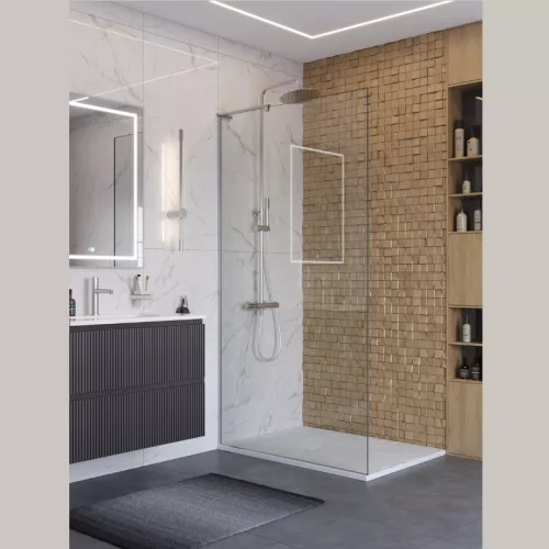 Душевая перегородка BelBagno UNO-L-1-TB/-C-Cr прозр/хром, Цвет стекла: прозрачное, Цвет профиля: Хром, Цвет профиля (вариация): Хром, Выбрать размер: 100
