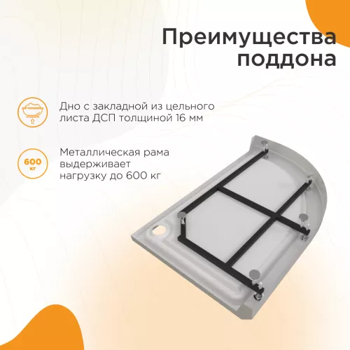 Поддон Radomir Соул , асимметричный низкий, Выбрать размер: 120х80, Ориентация: Левая, изображение 2