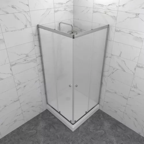 Душевое ограждение Triton "ВЕНТА-ХРОМ-ВЕЛЬВЕТ" низкий поддон, Цвет стекла: матовое, Цвет профиля: Хром, Выбрать размер: 90х90, изображение 2