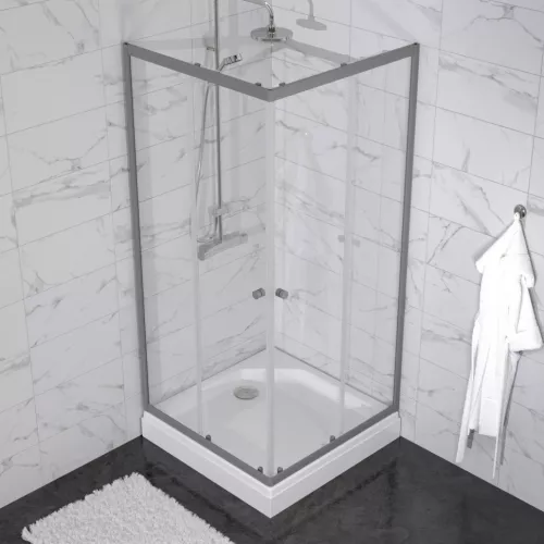 Душевое ограждение Triton "ВЕНТА-ГРАФИТ" , низкий поддон, Цвет стекла: прозрачное, Цвет профиля: Серый, Выбрать размер: 90х90, изображение 2