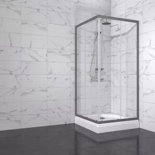 Душевое ограждение Triton "ВЕНТА-ГРАФИТ" , низкий поддон, Цвет стекла: прозрачное, Цвет профиля: Серый, Выбрать размер: 90х90, изображение 3