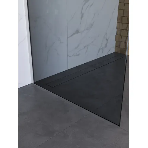 Душевая перегородка BelBagno UNO-L-1-TB/-GR-Cr тонир/хром, Цвет стекла: Серый, Цвет профиля: Хром, Цвет профиля (вариация): Хром, Выбрать размер: 100, изображение 5