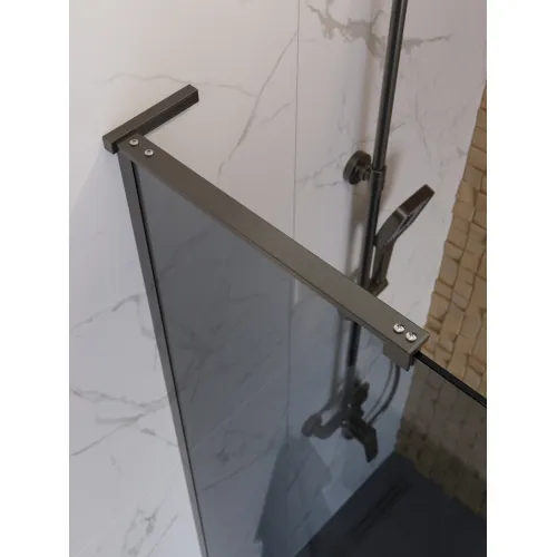 Душевая перегородка BelBagno UNO-L-1-TB/-GR-GM тонир.серый/оруж.сталь, Цвет стекла: Серый, Цвет профиля: Серый, Цвет профиля (вариация): Оружейная сталь, Выбрать размер: 100, изображение 4