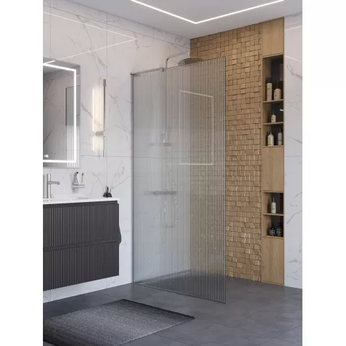 Душевая перегородка BelBagno UNO-L-1-TB-90/100-FL-Cr рифленое/хром, Цвет стекла: рифленое, Цвет профиля: Хром, Цвет профиля (вариация): Хром, Выбрать размер: 100, изображение 3