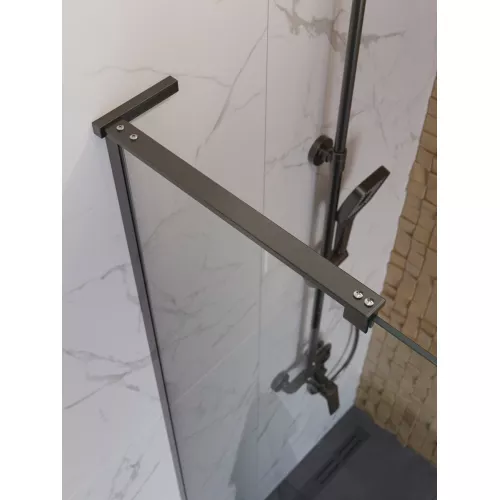 Душевая перегородка BelBagno UNO-L-1-TB/-C-GM прозр/оруж.сталь, Цвет стекла: прозрачное, Цвет профиля: Серый, Цвет профиля (вариация): Оружейная сталь, Выбрать размер: 100, изображение 4