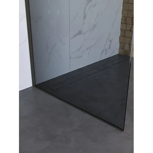 Душевая перегородка BelBagno UNO-L-1-TB/-GR-GM тонир.серый/оруж.сталь, Цвет стекла: Серый, Цвет профиля: Серый, Цвет профиля (вариация): Оружейная сталь, Выбрать размер: 100, изображение 5