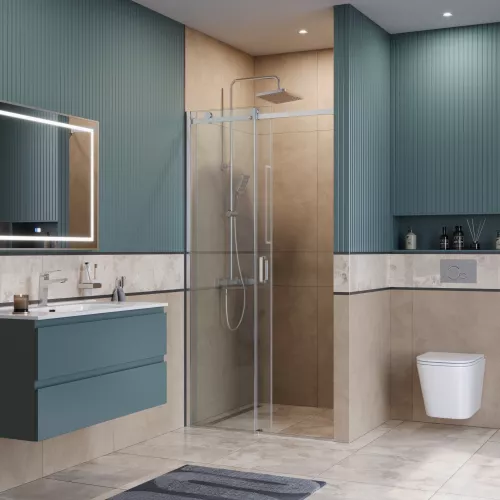 Душевая дверь BelBagno SOFT_CLOSE-2-BF-1/-C-Cr, Цвет стекла: прозрачное, Цвет профиля: Хром, Цвет профиля (вариация): Хром, Выбрать размер: 100, изображение 2