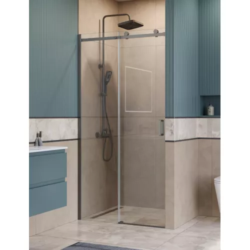 Душевая дверь BelBagno SOFT_CLOSE-2-BF-1/-C-GM, Цвет стекла: прозрачное, Цвет профиля: Серый, Цвет профиля (вариация): Оружейная сталь, Выбрать размер: 100, изображение 3
