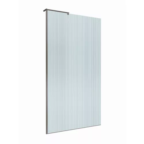 Душевая перегородка BelBagno UNO-L-1-TB-90/100-FL-GM рифленое/оруж.сталь, Цвет стекла: рифленое, Цвет профиля: Серый, Цвет профиля (вариация): Оружейная сталь, Выбрать размер: 100, изображение 3