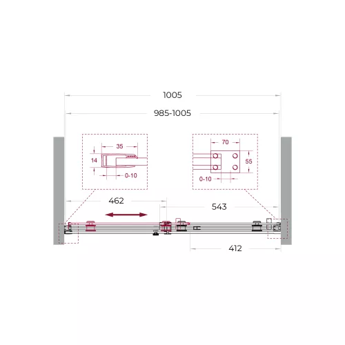 Душевая дверь BelBagno SOFT_CLOSE-2-BF-1/-C-GM, Цвет стекла: прозрачное, Цвет профиля: Серый, Цвет профиля (вариация): Оружейная сталь, Выбрать размер: 100, изображение 12