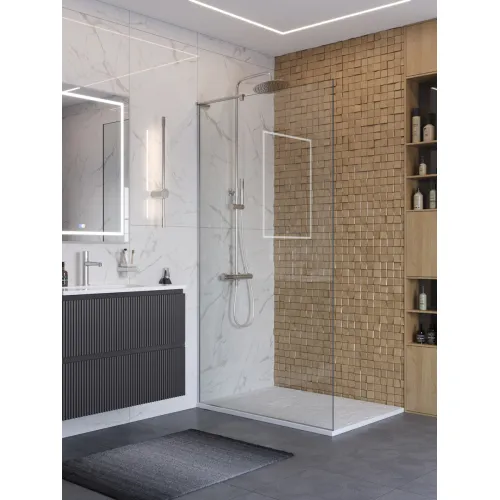 Душевая перегородка BelBagno UNO-L-1-TB/-C-Cr прозр/хром, Цвет стекла: прозрачное, Цвет профиля: Хром, Цвет профиля (вариация): Хром, Выбрать размер: 100, изображение 3