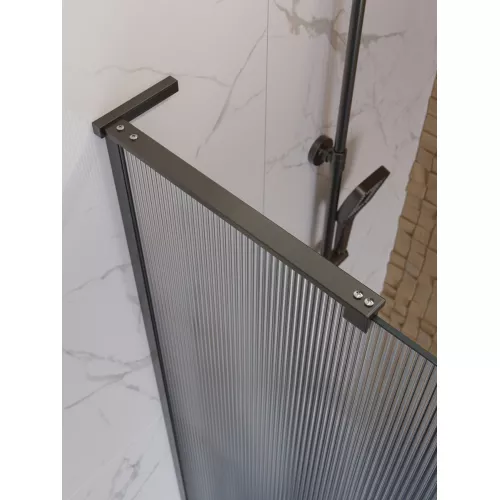 Душевая перегородка BelBagno UNO-L-1-TB-90/100-FL-GM рифленое/оруж.сталь, Цвет стекла: рифленое, Цвет профиля: Серый, Цвет профиля (вариация): Оружейная сталь, Выбрать размер: 100, изображение 5