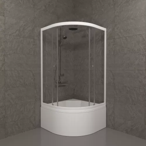 Душевое ограждение Triton УЛЬТРА  (Б-высокий поддон) 90х90, Цвет стекла: прозрачное, Цвет профиля: Белый, Тип поддона: Высокий, Выбрать размер: 90х90, изображение 2