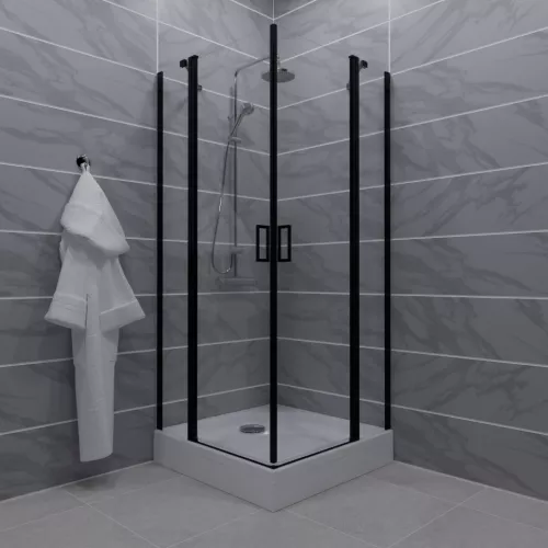 Душевое ограждение Triton "ТАУ-БЛЭК" (низкий  поддон) квадрат 90х90, Цвет профиля: Черный