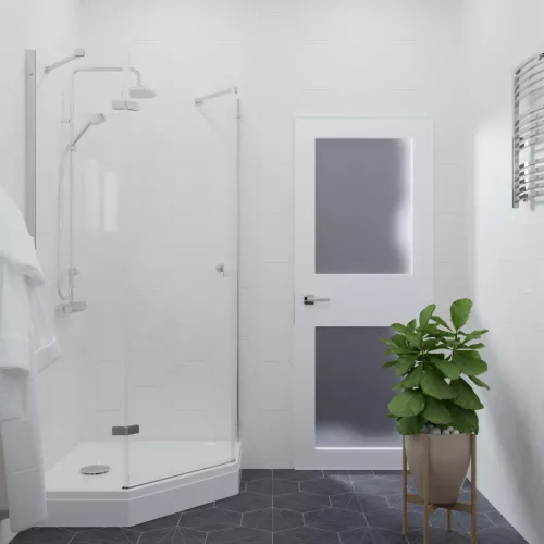 Душевое ограждение Triton "СИГМА-ХРОМ" низкий поддон, Цвет стекла: прозрачное, Цвет профиля: Хром, Тип поддона: Низкий, Выбрать размер: 100х100, изображение 2