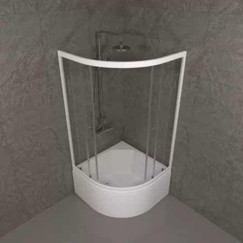 Душевое ограждение Triton УЛЬТРА  (В-средний поддон), Цвет стекла: прозрачное, Цвет профиля: Белый, Тип поддона: Средний, Выбрать размер: 90х90, изображение 4