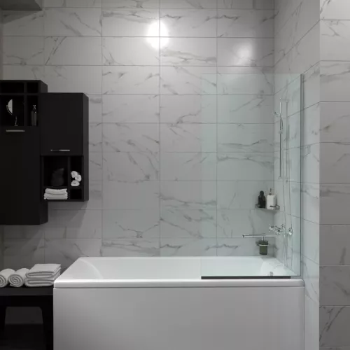 Штора на ванну Triton Статик хром, Цвет стекла: прозрачное, Цвет профиля: Хром, Выбрать размер: 50х140, изображение 3