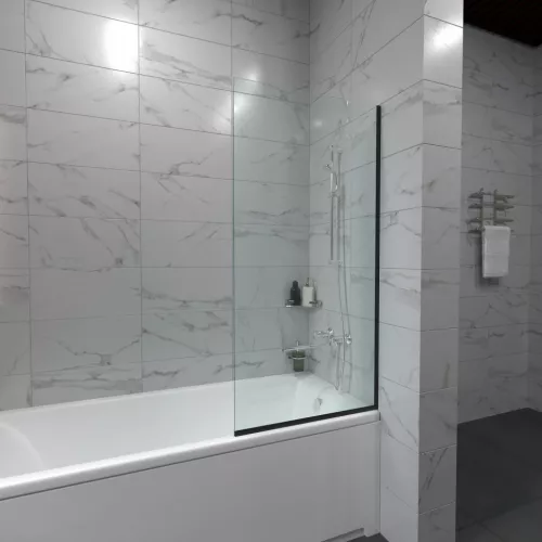 Штора на ванну Triton Статик-Блэк, Цвет стекла: прозрачное, Цвет профиля: Черный, Выбрать размер: 50х140, изображение 2