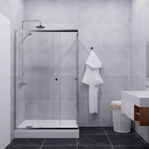 Душевое ограждение Triton "ВЕНТА-ХРОМ" , низкий поддон, Цвет стекла: прозрачное, Цвет профиля: Хром, Выбрать размер: 100х80, изображение 3