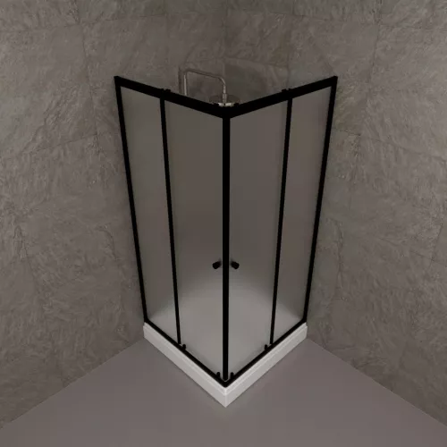 Душевое ограждение Triton "ВЕНТА-БВ" , низкий поддон , матовое стекло, Цвет стекла: матовое, Цвет профиля: Черный, Выбрать размер: 90х90, изображение 2
