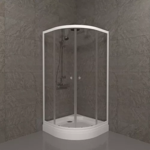 Душевое ограждение Triton УЛЬТРА  (А-низкий поддон), Цвет стекла: прозрачное, Цвет профиля: Белый, Тип поддона: Низкий, Выбрать размер: 80х80