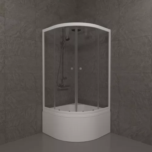 Душевое ограждение Triton УЛЬТРА  (Б-высокий поддон) 90х90, Цвет стекла: прозрачное, Цвет профиля: Белый, Тип поддона: Высокий, Выбрать размер: 90х90