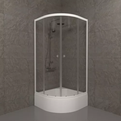 Душевое ограждение Triton УЛЬТРА  (В-средний поддон), Цвет стекла: прозрачное, Цвет профиля: Белый, Тип поддона: Средний, Выбрать размер: 90х90