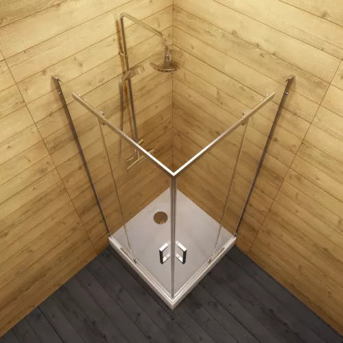 Душевое ограждение Triton "КАППА-ХРОМ" (низкий  поддон) квадрат 90х90, Цвет профиля: Хром, изображение 4